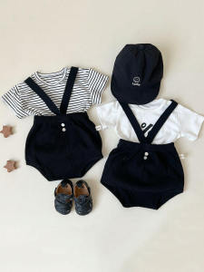 Summer Thin Separate Clothes Set for 1 Year Old Baby Boys And Girls Lightweight Short Sleeve Raisin Pants Trendy Shorts