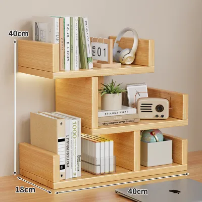 Simple Desktop Bookshelf Multi-Layer Storage Rack for Living Room Bedroom Office Small Tabletop Organizer No-Install Required