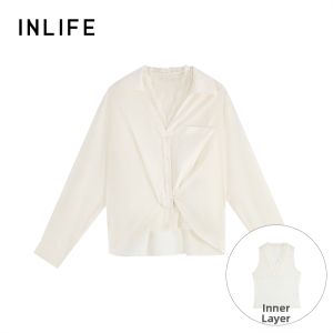 INLIFE | Versatile Lace Vest and Blouse Two-Piece Set