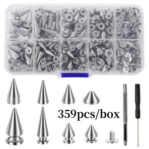 359Pcs Punk Rivet Clothing Studs Cone Spikes Kit Tree Spike Assortment Kit DIY Punk style Clothes Jacket Shoes Bag Collar 