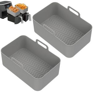 2Pcs Air Fryer Silicone Liner for Ninja Dual Air Fryer Accessories Reusable Baking Pan Basket Oven Pot Liner Kitchen Accessories