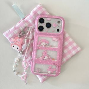 Sanrio | Ốp Điện Thoại Silicone Kawaii My Melody Dành Cho iPhone 15/16/17 Pro Max Kèm Dây Đeo Tay Họa Tiết Hoạt Hình Dễ Thương Mềm Mại Chống Sốc Bảo Vệ Toàn Diện