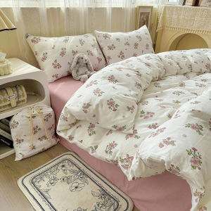 ชุดเครื่องนอนผ้าฝ้ายซัมเมอร์วอช 15 ม 18 ม ผ้าห่มผ้านวมผ้าคลุมเตียงหอพักเดี่ยวชุดสามชิ้น เด็กผู้หญิง หัวใจชุดสี่ชิ้น