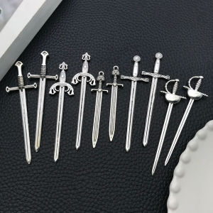 Bộ Trang Sức Thủ Công 5/10 Món Mặt Dây Chuyền Da Hình Kiếm Hiệp Sĩ Charm Kim Loại Dùng Cho Thủ Công & Dự Án Sáng Tạo Phong Cách Neo-Gothic