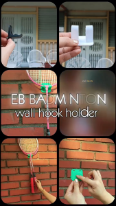 EB Badminton Racket Wall Mounted Hanger Display Holder Wall Hook Storage Dual Holder 3D Printed