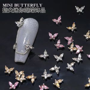 HBESTY Mini horse eye zircon butterfly nail jewelry Internet celebrity explosion super flash alloy fingertips small butterfly nail diamond accessories