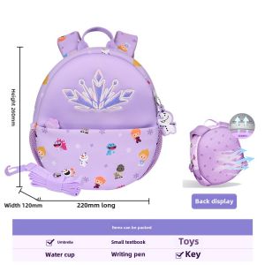 Disney Schoolbag Primary School Girls First Grade Kids Kindergarten Girls Backpack Super Light Backpack Anti-Lost Frozen Elsa Princess Elsa Small Bookbag Girl New New Arrival