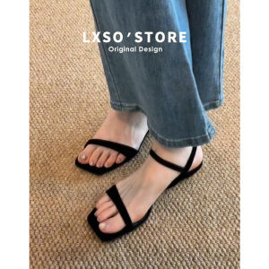 Sandal for Women Minimalist Square Toe One-Strap Open-Toe Summer Beach Fairy Style Roman Sandals