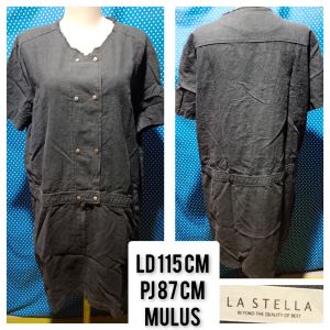 DRESS LENGAN PENDEK DENIM HITAM(LA STELLA) 171