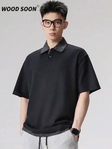 Wood soon | Retro Polo Shirt Loose Color Block Half Sleeve