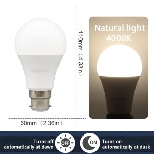 Dusk to Dawn Light Bulb Sensor Control Led Bulb Light  AC 220V 110V 10W E27 B22 for The Entrance of Underground Garage