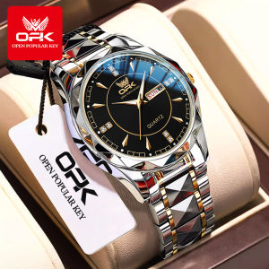 OPK ใหม่ 100% นาฬิกา ชุดเครื่องประดับชาย กับชุดปฏิทิน ส่องสว่าง สายสแตนเลส นาฬิกา คอมพิวเตอร์ คู่ความหมายที่เหมาะสม