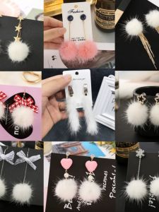 South Korea Super Fairy Fall and Winter Bows Wool Ball Ear Studs Face Slimming Love Pearl Plush Earrings Hairy Ball Female Eardrops
