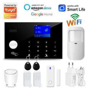 Tuya WiFi Home Security Burglar Alarm System GSM Wireless Alarm Work With Smart Life APP Remote Control Supports Vioce Control
