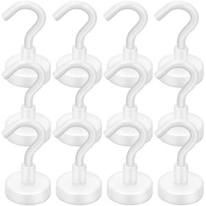 6PCS Magnetic Hooks Super Strong Magnets Neodymium Magnet Powerful Magnets Hanging Hooks for Bathroom Kitchen Organizers