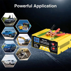 Car Battery Charger 12V/24V Motorcycle Battery Charger Pure Copper Intelligent Pulse Repair Repair Battery Fast Charging Automatic Voltage