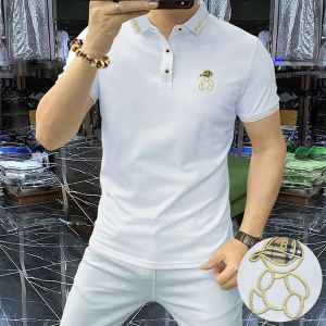 Áo Thun Polo Cổ Polo Tay Ngắn Màu Trắng Ôm Vừa Vặn Thời Trang Mùa Hè 2025 Thương Hiệu Cao Cấp Đơn Giản Thanh Lịch Cho Nam