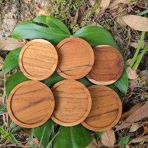 ที่รองแก้ว จานรองแก้ว ไม้สักแท้ แบบวงกลม แบบเปล่า แผ่นรองแก้ว ที่วางแก้ว จานวางแก้ว เคลือบน้ำมันเกรดอาหาร อย่างดี พร้อมใช้งาน งานดี