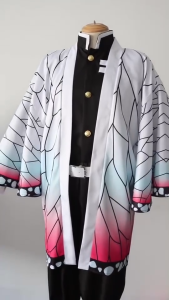 Anime Demon Slayer Kochou ShinobuKostum Cosplay Wig Haori KimonoKostum Halloween untuk Wanita