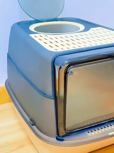 Hộp vệ sinh mèo kín hoàn toàn cho mèo con đồ dùng cho mèo nhà vệ sinh mèo lớn có cửa trên chống cát hộp phân nhỏ chống mùi