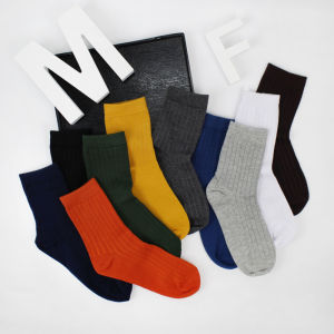 Autumn and Winter Socks Mens Mid-Calf Socks Womens Fashion Ins Solid Color Black and White All-Matching Simple Socks Retro Hong Kong Style Socks Mens Fashion