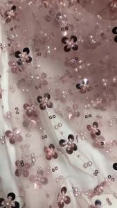 Wholesale High Quality African Beads Mesh Lace Fabric 5 Yards French Nigerian Groom Sequins Lace for Wedding Party Dress