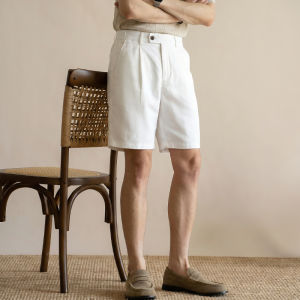 UBV | Breathable Cool Natural Mens Linen Shorts White Vintage