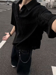 CHENMU | Mature Style Korean Hollow-out Polo Shirt Knit Short Sleeve