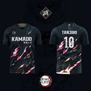 Bandai | 2026 Bandai Demon Slayer Anime TANJIRO SUN NO.10 3D Print Football Jersey for Mens Tshirt Summer Sports Casual Tees Kids/Adult