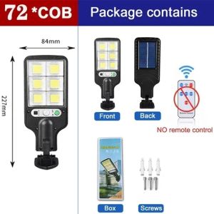 Powerful LED Solar Outdoor COB Courtyard Wall Lamp 3 Modes Human Body Induction Garden Terrace Garage Decor Street Lighting