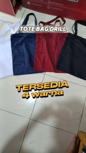 Tas Tote Bag Totebag Resleting Warna Putih Bahan Dril Polos Untuk Pria Wanita Ukuran 35x40