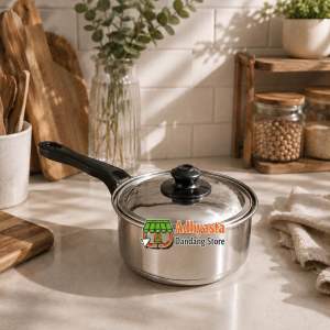 PANCI SUSU MASAK MIE REBUS 16cm STAINLES PLUS TUTUP