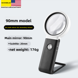 MONLEYTA | Portable Folding Square Magnifying Glass High Definition Reading Aids For Elderly With LED Light Rechargeable 100x Magnifier 30x Amplifier