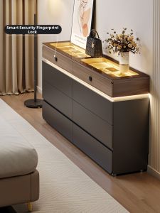 ZUNTONGGE | Ultra-thin Luxury Bedroom Storage Cabinet with Fingerprint Lock 8 Drawers