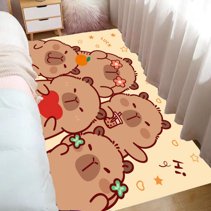 Capybara Rug Rectangle Cartoon Capybara Rug Slip-resistant Bedroom Window Seat Pad Children's ...