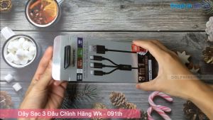 Cáp 3 Đầu Chính Hãng WK 091th Lightning Type-C Micro Usb Bọc Dù Chắc Chắn