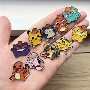 10pcs Cute Pokemon Enamel Pins - Pikachu Charmander Mewtwo Brooch Badge Set for Women Men Fashion Backpack Kawaii Accessory