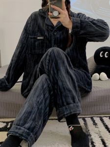 miiow | Thickened Fleece Womens Sleepwear Set Coral Velvet Home Clothes Warm Heat Retention Outdoor Wearable Autumn Winter New Style