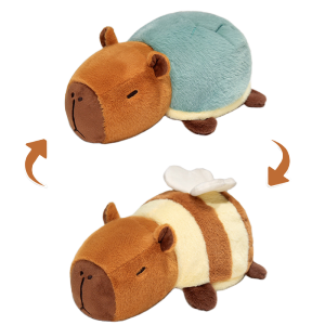 REVERSIBLE Capybara จระเข้ Plushie ตุ๊กตาคู่ Capibara BEE เต่า Pelican Bee Plush ของเล่นเด็กของขวัญวันเกิด