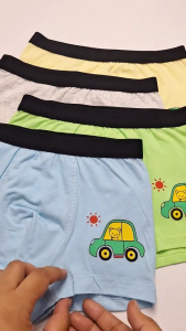 Kids High Quality 4 in 1 Cotton Boxer Underwear Briefs Printed Underwear Boxers for Kids Boys 3-11 Years Old
