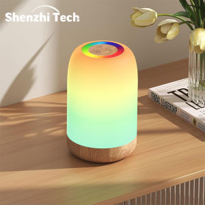 LED Touch Lamp with Dimmable RGB ColourWood Grain Table Lamp Timing FunctionUSB Rechargeable Night Lightfor Bedroom Kids Deco