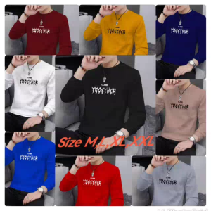 Bisa COD Sweater Keren Crewneck Elegan Kaos Pria Trendy Sweatshirt Kasual Sweter Cowok Baju Together