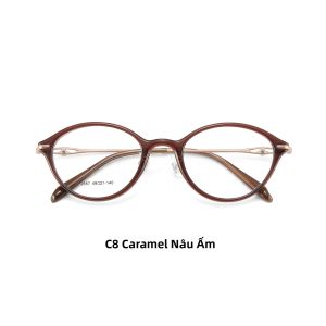 LANHUI | Gọng Kính Mèo Phong Cách Retro Màu Nâu Đeo Thoải Mái