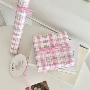 Packing Paper Gift Wrapping Paper Waterproof Floral Shop Bouquet Packaging Paper Macaron Color Decorative Paper Checkered Pattern