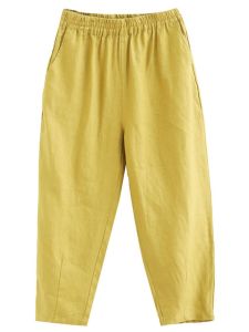 Quần Dài Thường Ngày Bằng Vải Lanh Cotton Mỏng Mùa Hè Cho Nữ Quần Dài Ống Đứng Rộng Rãi Cỡ Lớn Quần Dài Kiểu Cà Vạt Harlan