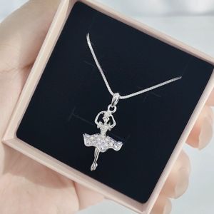 SO SEOUL Ballerina Dancer Fifth Position Aurore Boreale Crystal Pendant Necklace-Gift for Girls