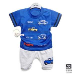 Baju Bayi Laki-Laki Setelan Anak Cowo Lucu Stelan Cowok 6-12 Bulan Keren Trendy Kekinian Mobil