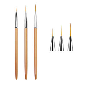 Lulaa | 3Pcs Acrylic French Stripe Nail Art Liner Brush 3D Tips Line Stripes DIY Drawing Pen UV Gel Brushes Painting Pen Manicure Tools