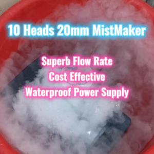 10 20 Head Ultrasonic Mist Maker Fogger Humidifier Greenhouse Hydroponic Mushroom Plantation Stage Hotel Rockery Pond Decoration 350W IP67 Waterproof Power Supply HappyFishLife