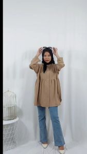 CARLINA DELIA TUNIK MATT CRINGKLE KATUN PREMIUM AIRFLOW BLUS JUMBO OVERSIZE